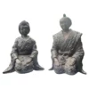 Japanese Big Antique Pair Bronze Samurai Couple Man and Wife