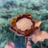 Japanese Antique Pair Gilt Lotus Flower Bouquets