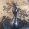 Japanese Bronze Wabi Sabi Gourd Vase, Signed and Boxed