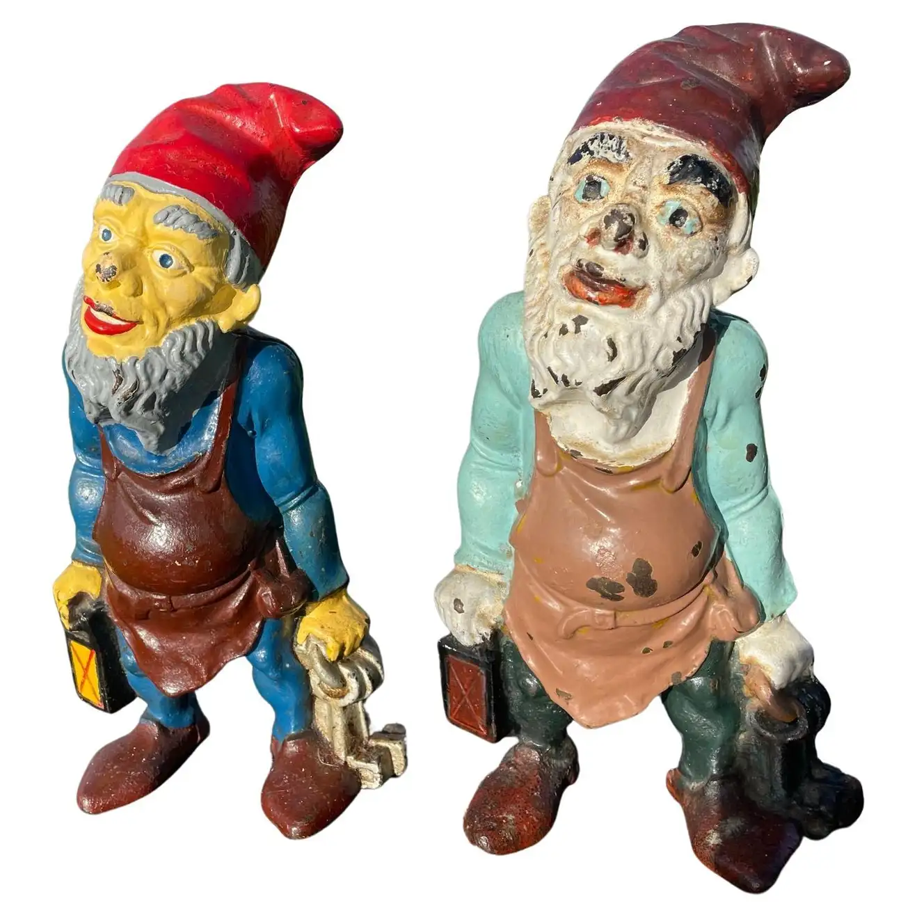 American Pair Garden Gnomes Good Luck Garden Guardians, Keeper of Keys