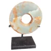 Chinese Old Hand Carved Jade Bi Disc on Custom Stand