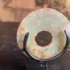 Chinese Old Hand Carved Jade Bi Disc on Custom Stand