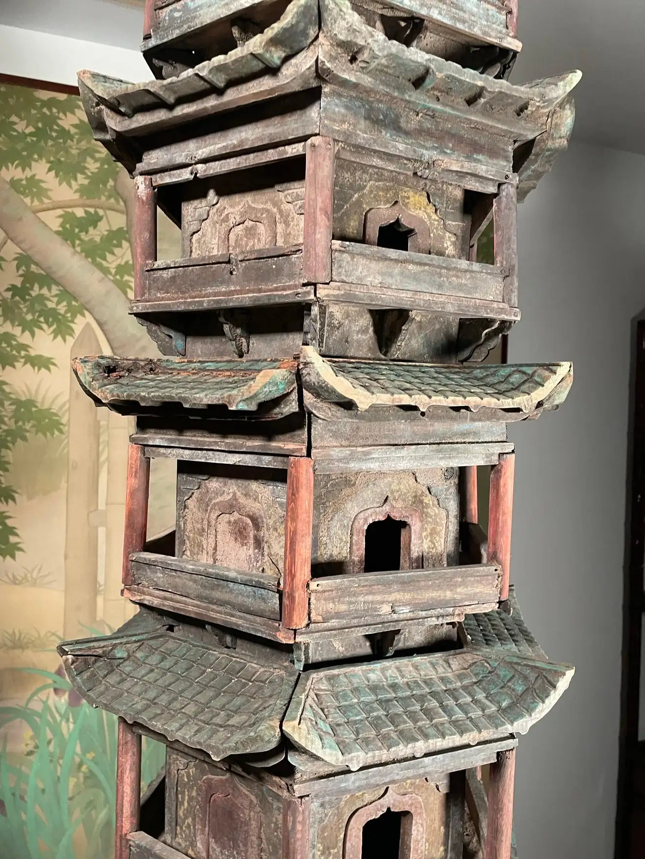 Chinese Antique Monumental Buddhist Wooden Pagoda Tower
