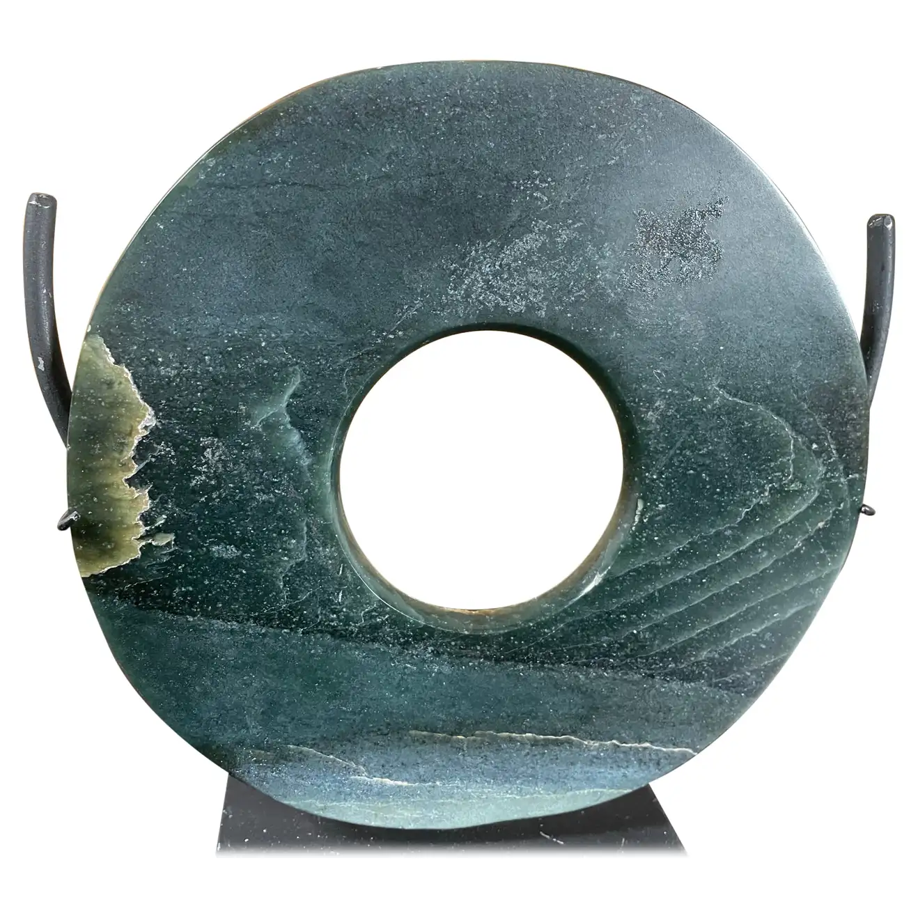 Chinese Round Blue Jade Bi Disc with Beautiful Colors