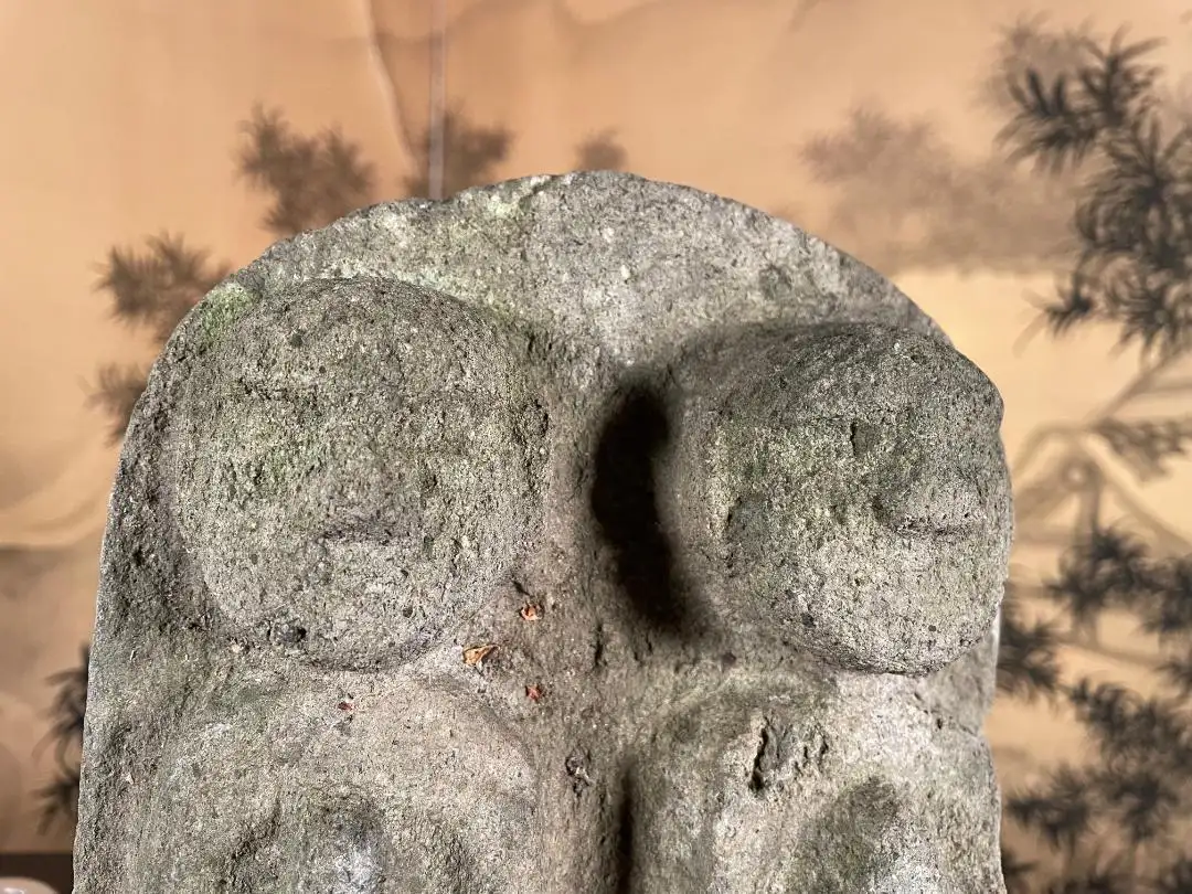 Japanese Antique Stone Protector Figure Double Jizo Buddha
