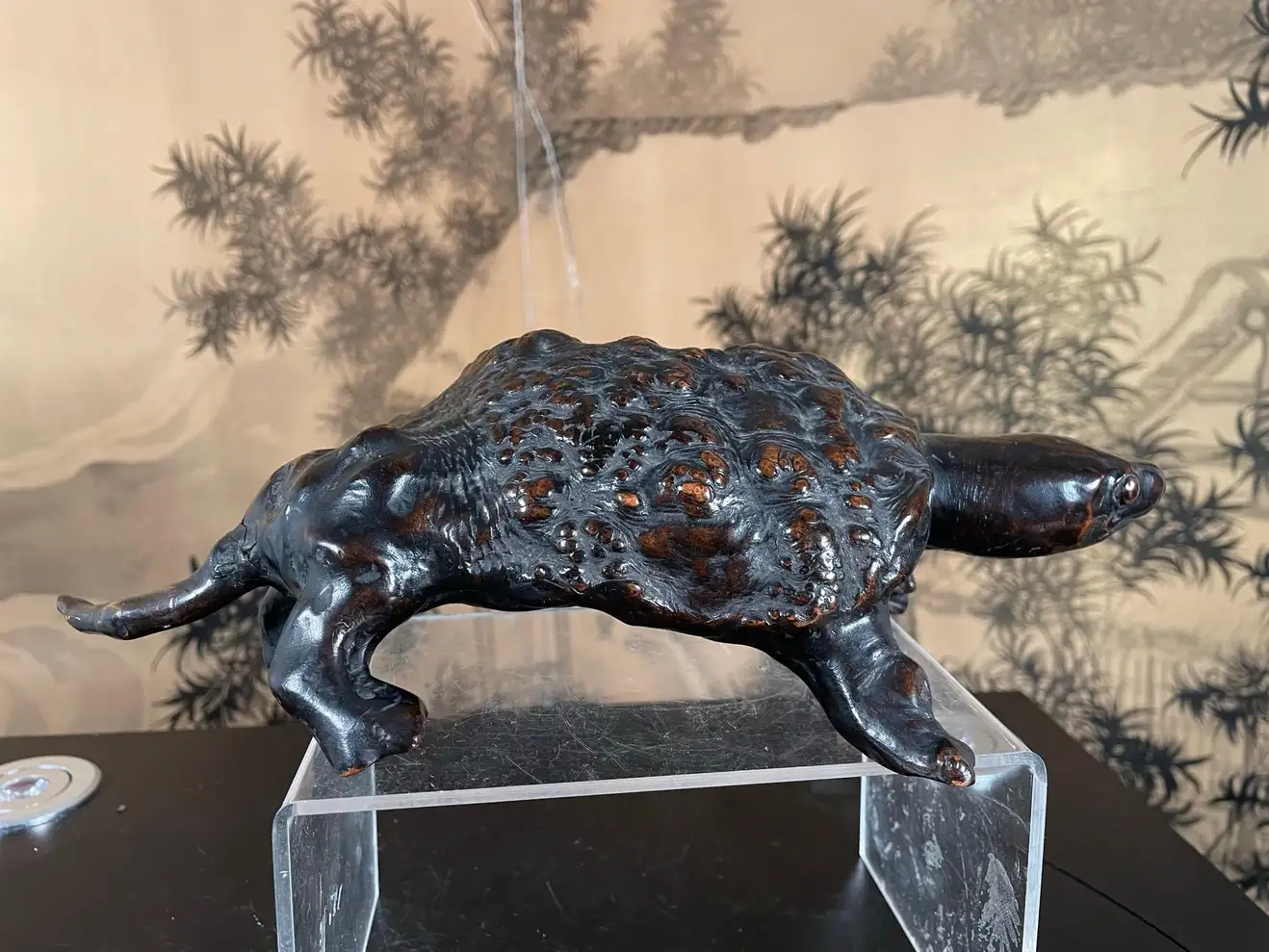 Japan Antique Unique 19th Century Natural Burl Wood Turtle