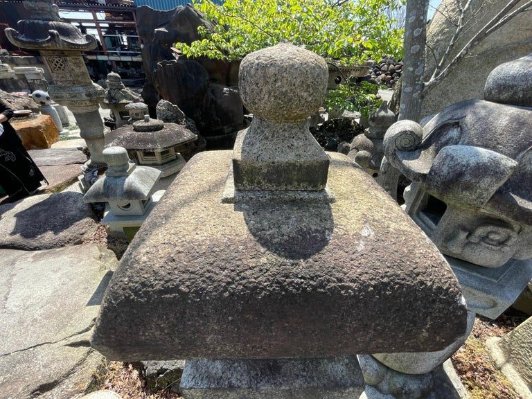 Japan Fine Antique “Oribe” Granite Lantern , Tea Master Hand Carved
