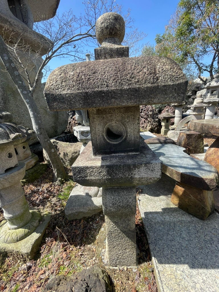 Japan Fine Antique “Oribe” Granite Lantern , Tea Master Hand Carved