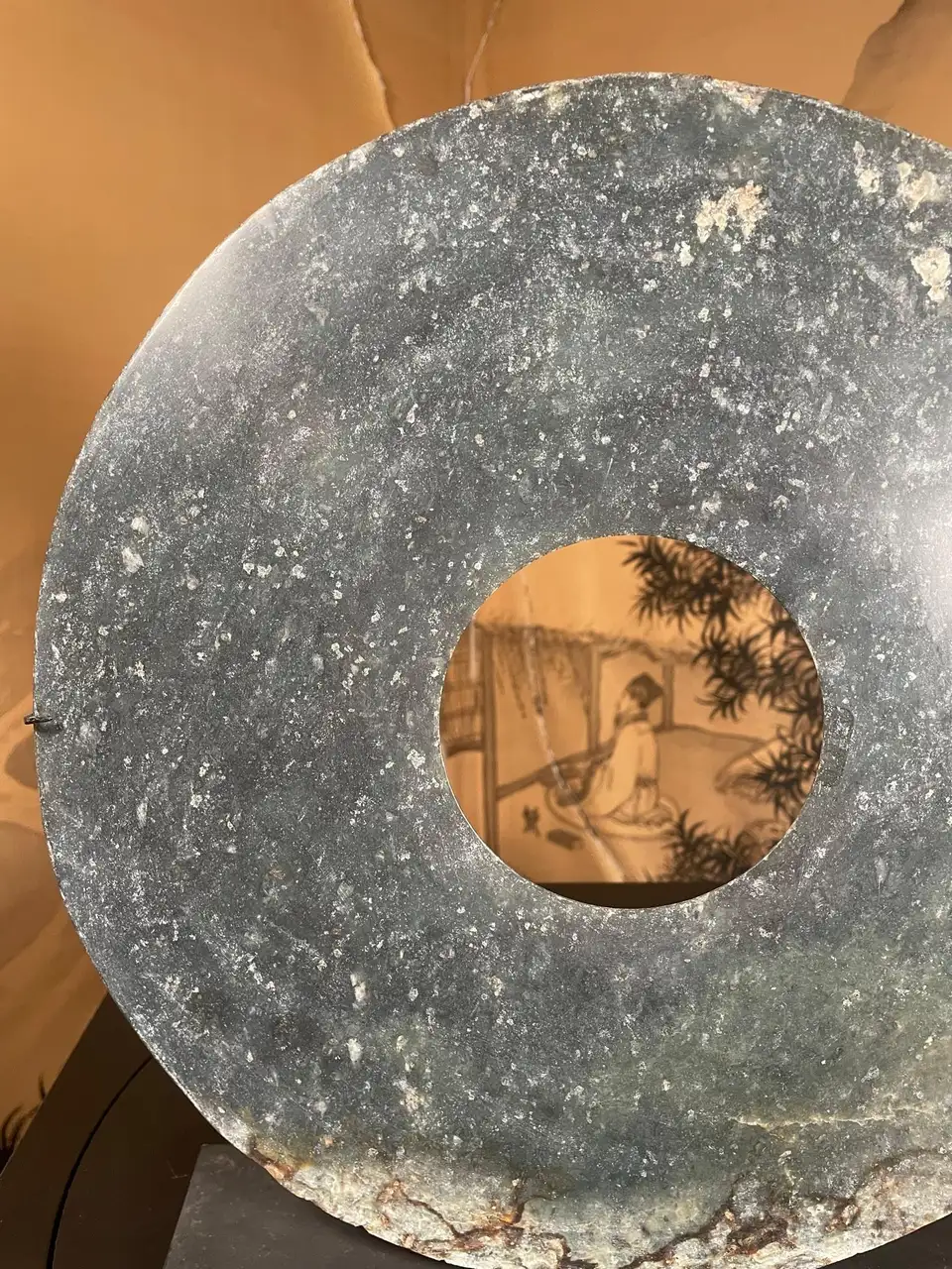 Chinese Large Round Jade Bi Disc, Beautiful Starry Night Colors