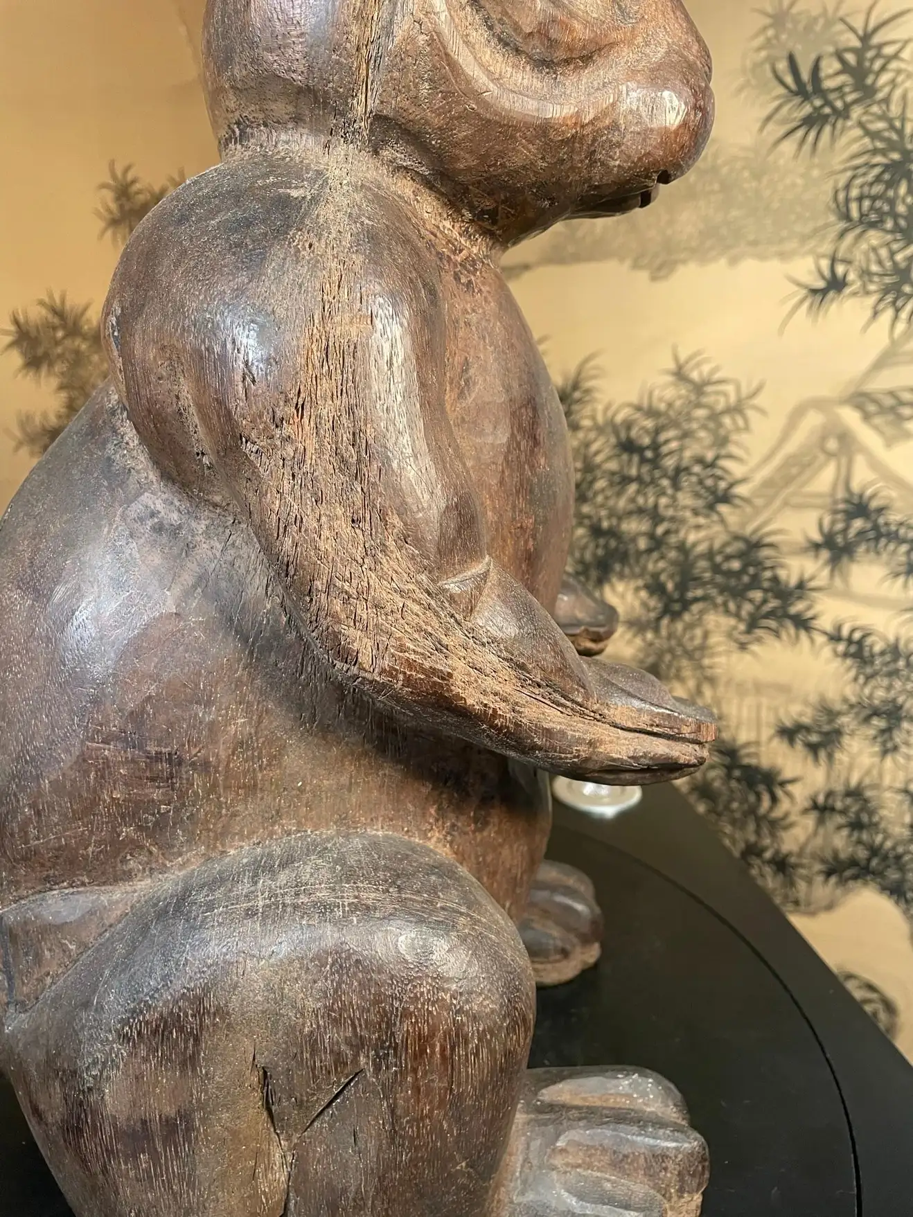 Fine Antique Huge Hand Carved Folk Wooden Art Rabbit , Signed