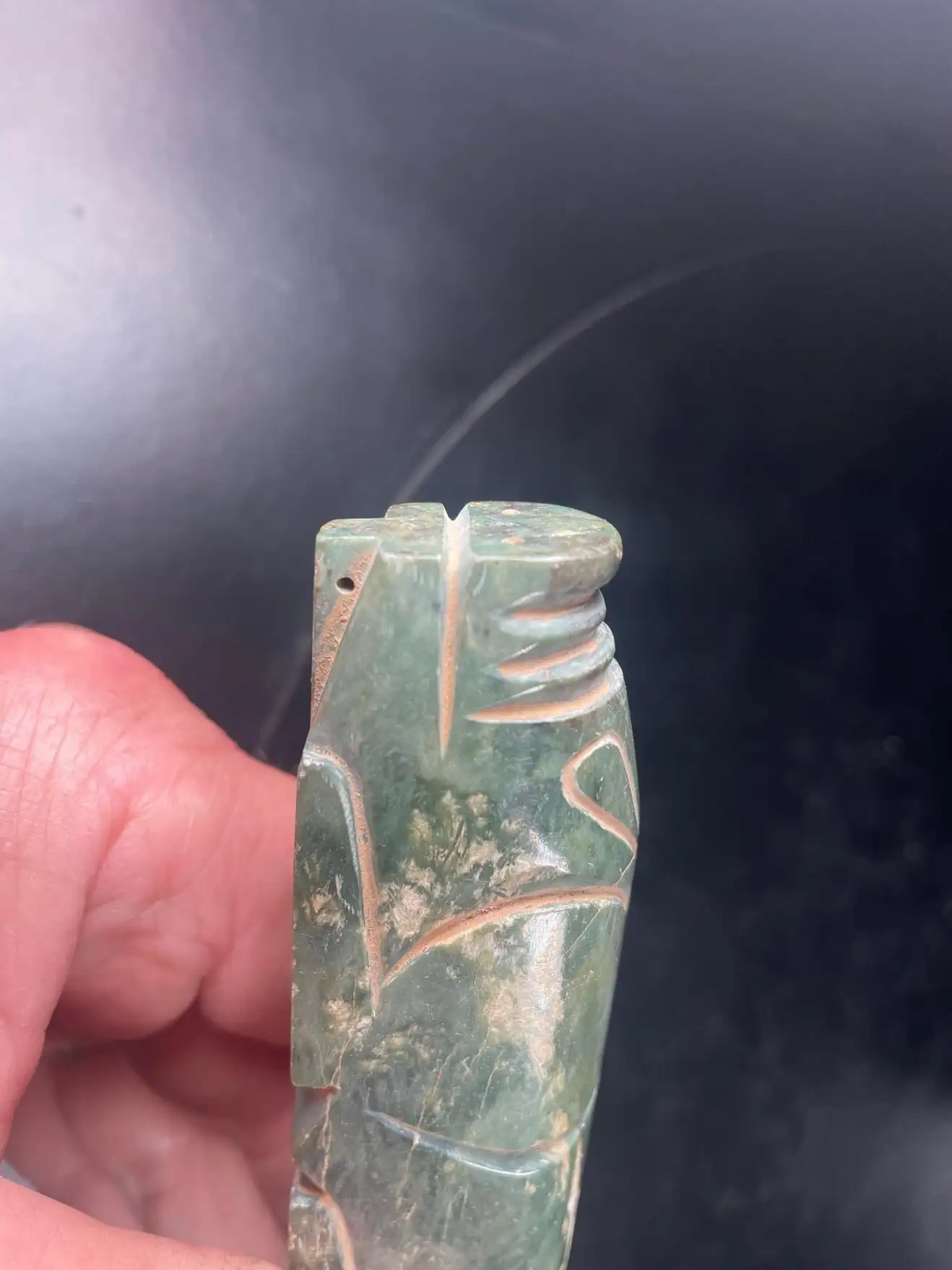 China Large Jade Pendant Pig with Deep Green Colors