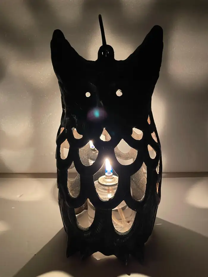 Japanese Genuine Rare Old "Owl" Lighting Lantern Marked JAPAN