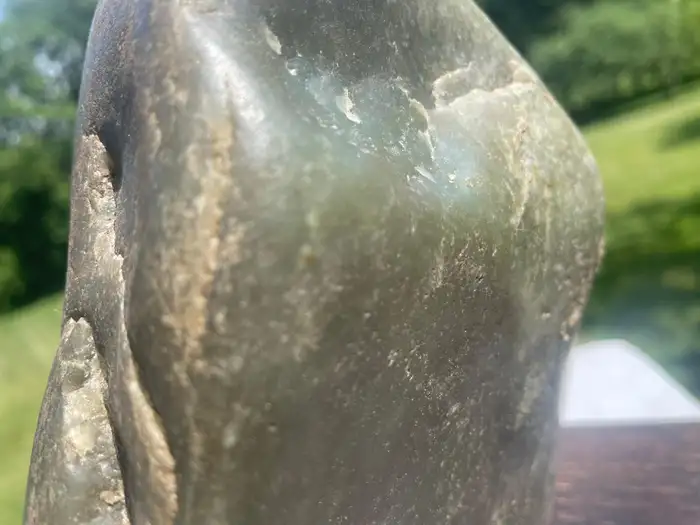 Chinese Natural Jade Khotan Scholar Rock Viewing Stone with Display Base