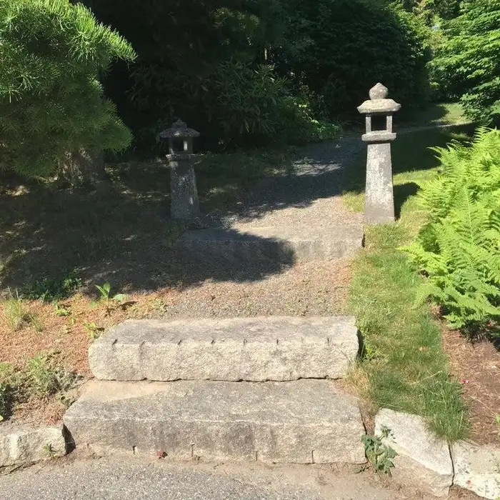 Japanese Pair Antique Stone Pathway Lanterns