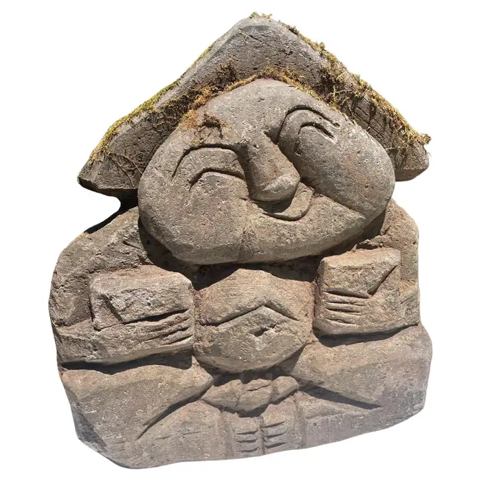 Japanese Antique Stone Rice God Buddha Protector