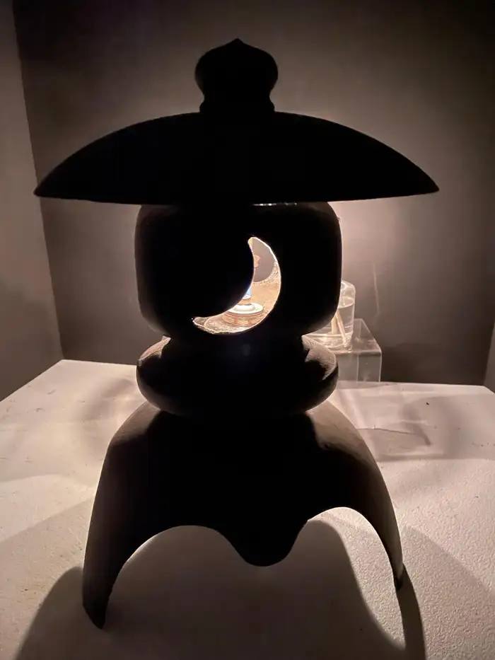Japanese Lovely Old Tall Yukimi Lantern Cresent Moon, 16"