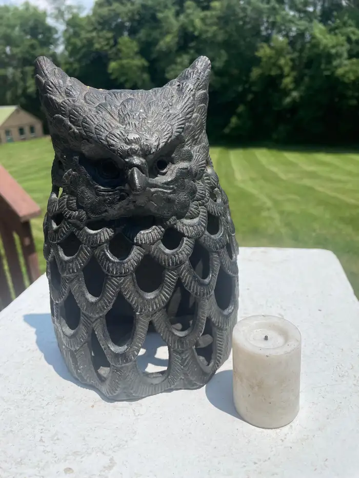 Japanese Old Hand Cast Owl Wall Sconce Lantern