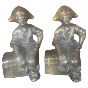 American Rare Pair Hand Painted Pirate Treasure Chest Sculptures, Mint