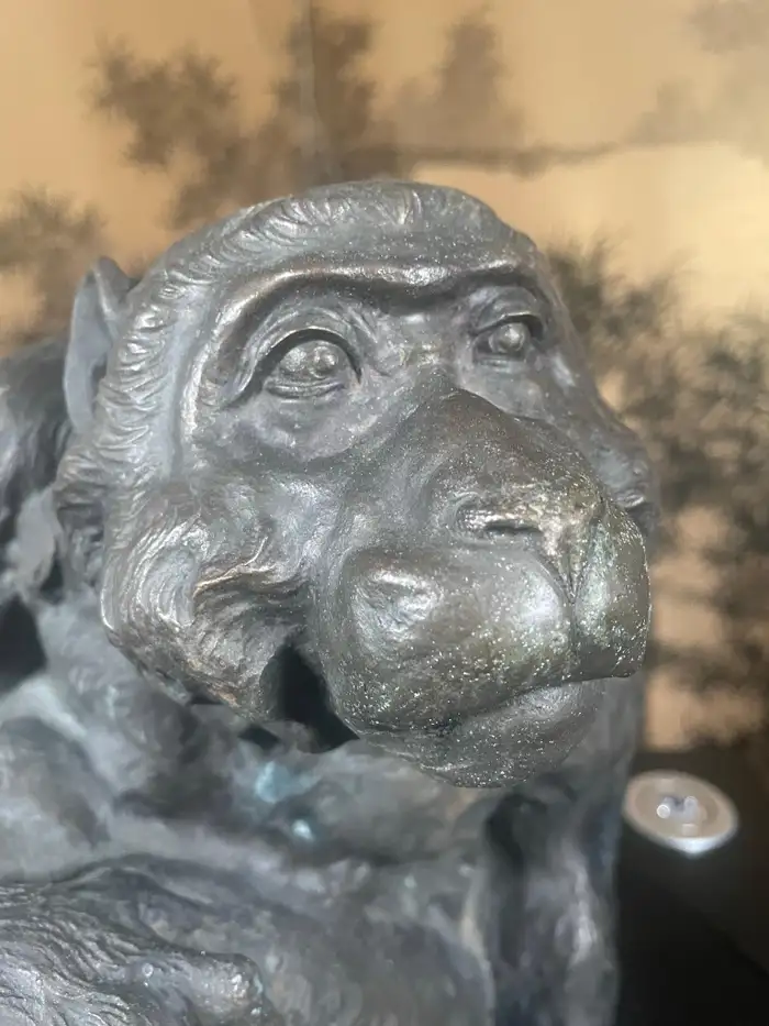 Japan Fine Large Antique Bronze Monkey With Fine Details