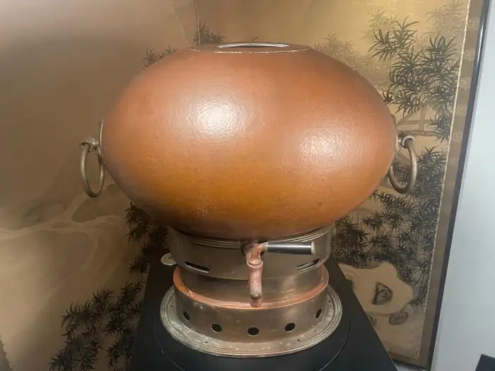Japanese Large Hammered Bronze Art Deco Egg Shape Sake Vessel