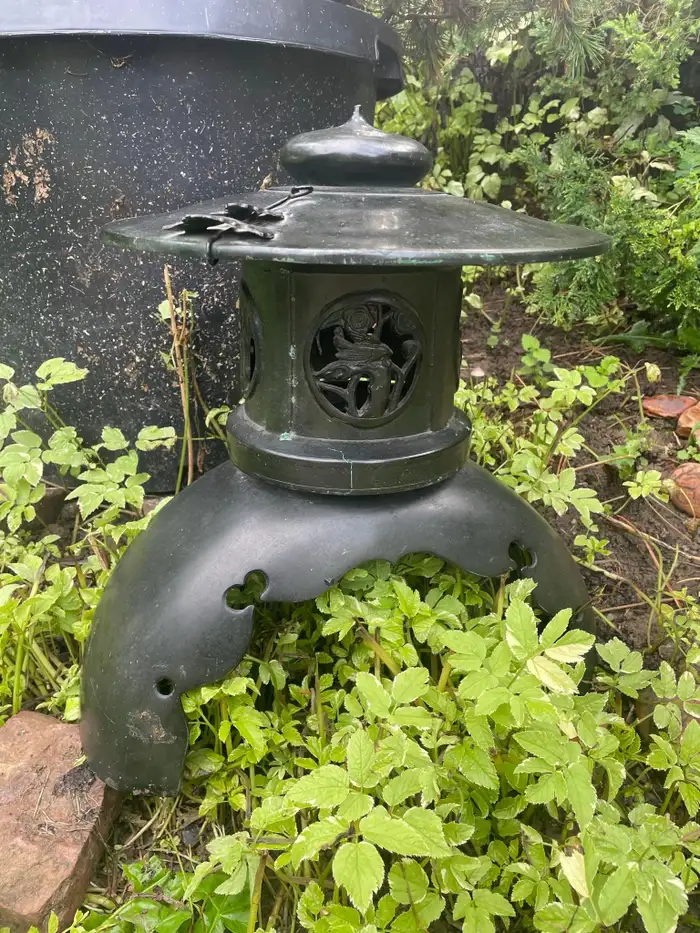 Japan Large Old Bronze Lantern with Fine Details