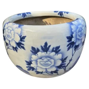 Japanese Big Brilliant Blue And White Flowers Planter Bowl