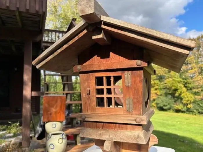 Japanese Fine Old Hand Carved Cedar "Mountain House" Lantern, one-of-a-kind