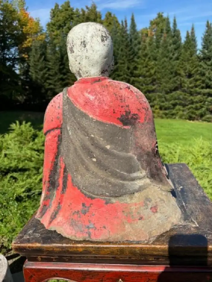 Japanese Large Old Garden Seated Buddha Child Protector