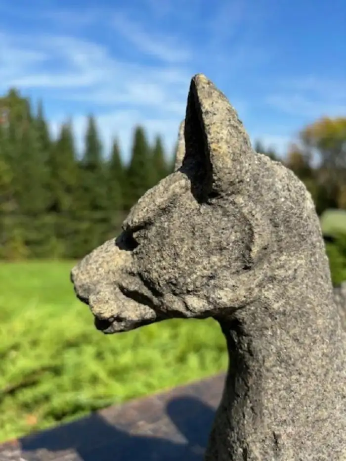 Japan Rare Hand Carved Stone Inari Fox Kitsune, Old Inari Shrine
