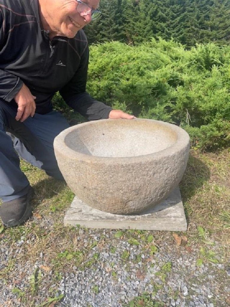 Japan Fine Big Round Antique Stone Water Basin Planter Tsukubai