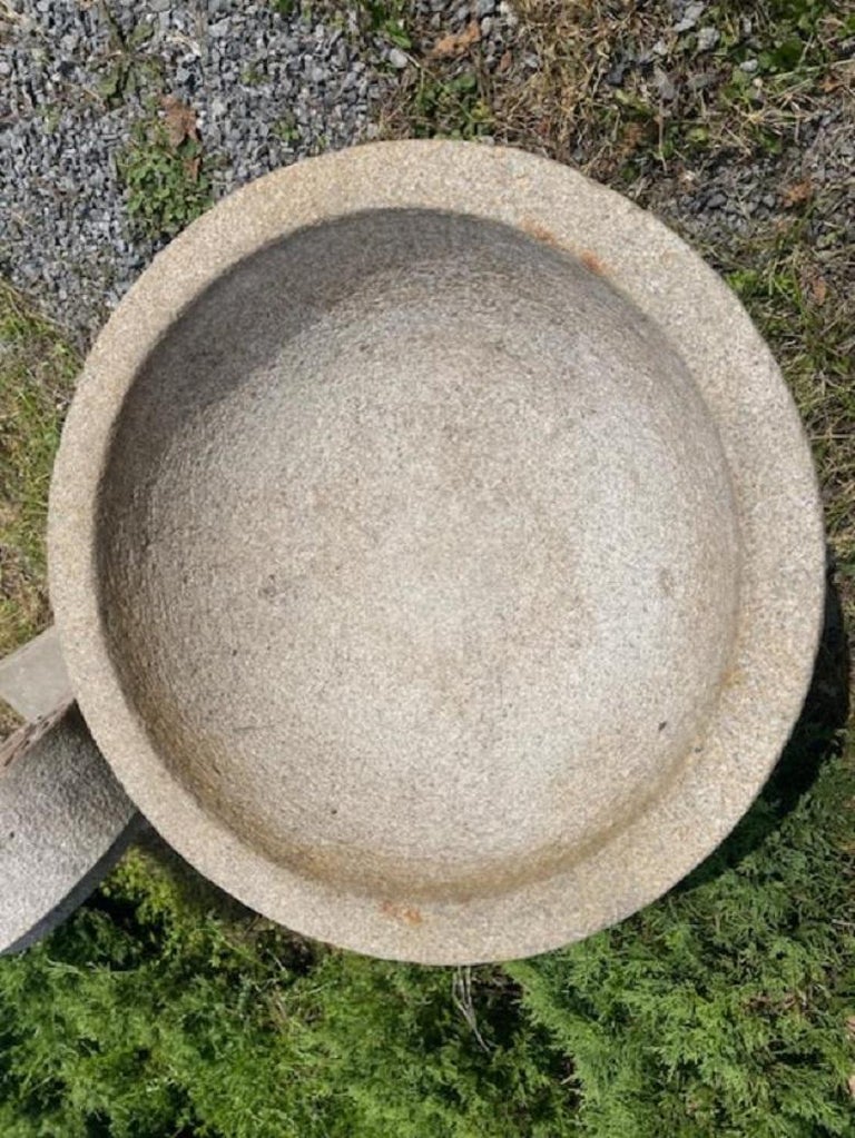 Japan Fine Big Round Antique Stone Water Basin Planter Tsukubai