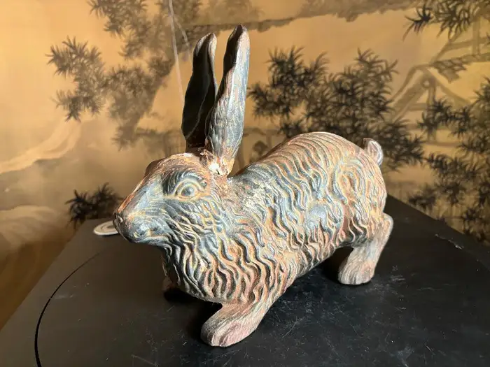 Large Antique Furry Garden Rabbit Usagi with Fine Details