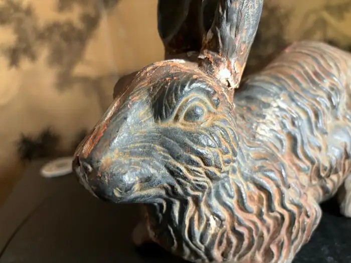 Large Antique Furry Garden Rabbit Usagi with Fine Details