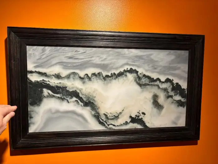 Want more images or videos? Request additional images or videos from the seller Contact Seller China Large Stunning Mountain Peaks Natural Marble Stone "Painting" For Sale 11 of 12 China Large Stunning Mountain Peaks Natural Marble Stone "Painting"