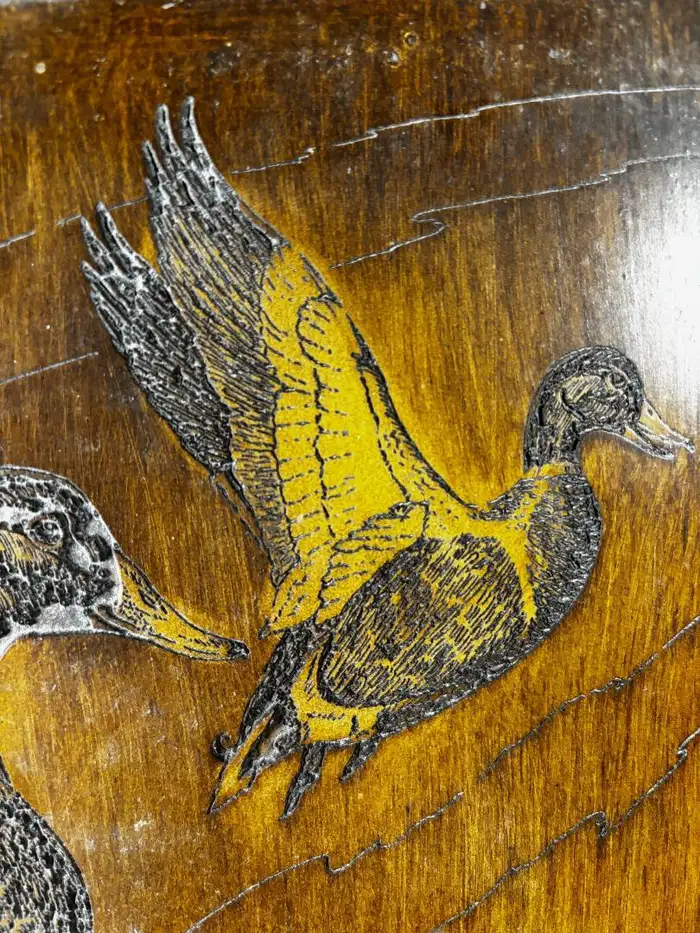 American Folk Art Five Flying Ducks Signed E.H. Hart