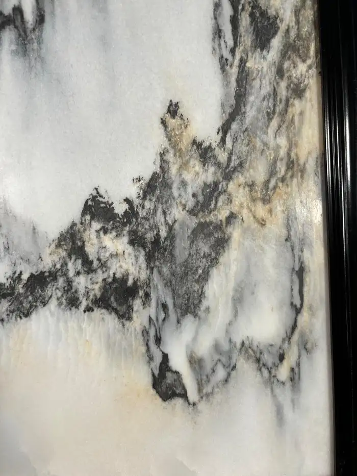 China Large Steep Mountain Peaks Natural Marble Stone "Painting", Signed